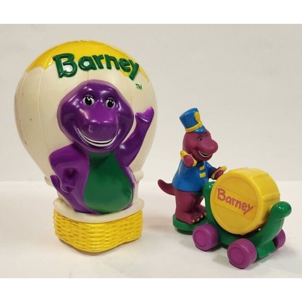 Vtg Barney Lamp 1992/93 Hot Air Balloon Top Only‎ And Rolling Toy Lot Of 2 Items